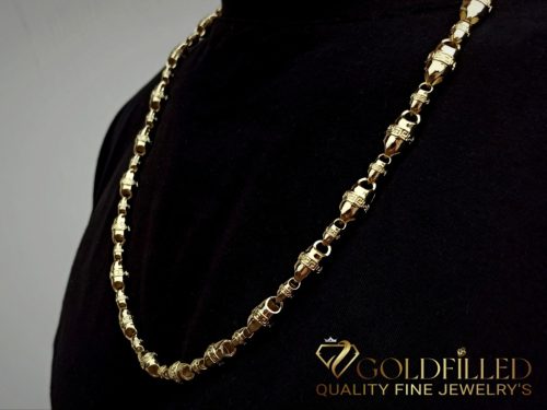 Colier exclusiv antialergenic „Goldfilled” placat cu aur, 70 cm lungime și 8 mm grosime, culoare 14K