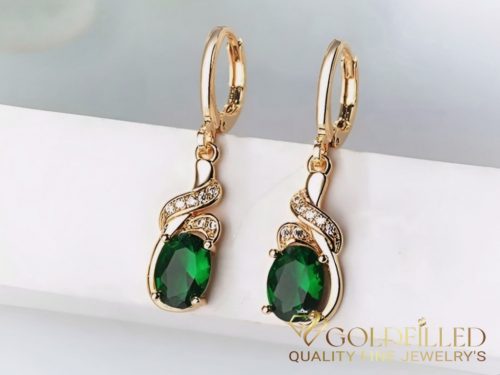 Goldfilled Cercei Antialergici cu Piatră Verde 38mm 18K Culoare	