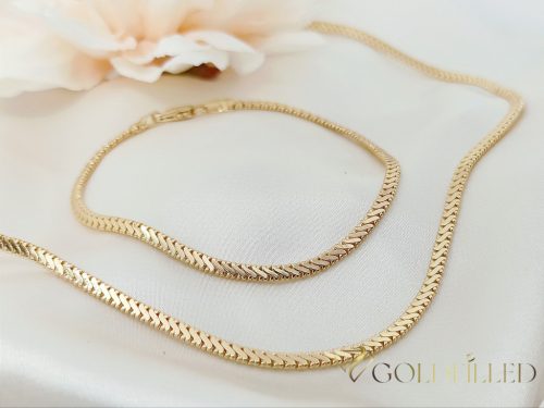 Lanț antialergic „Goldfilled” 50cm/3 + brățară 19cm, culoare 18K