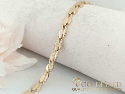 Bratara placata cu aur "Goldfilled" anti-alergenic, lungime 19 cm si grosime 7,2 mm, culoare 14K