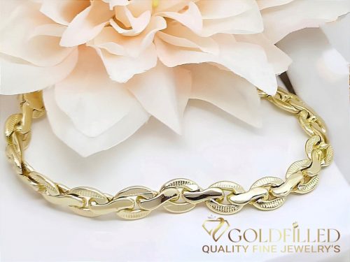 Bratara placata cu aur "Goldfilled" anti-alergenic, lungime 19 cm si grosime 8 mm, culoare 14K