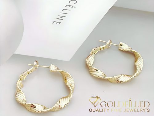 Goldfilled Cercei antialergici cerc răsucit 30mm culoare 14K	